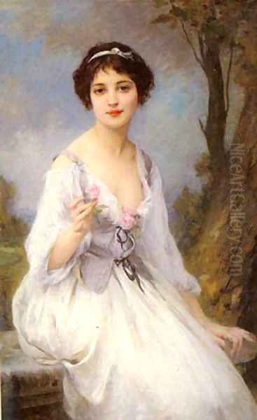 The Pink Rose Oil Painting by Charles Amable Lenoir