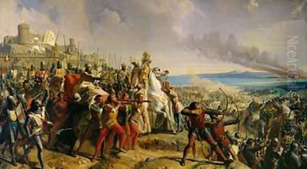 Th Battle of Montgisard Oil Painting by Charles-Philippe Lariviere