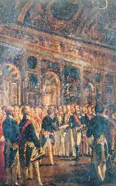 The Senate Presenting Louis Napoleon Bonaparte 1808-73 with the Result of the Plebiscite Proclaiming him Emperor Oil Painting by Charles-Philippe Lariviere