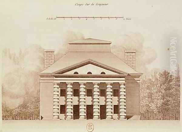 Elevation of the house of the director of the salt works in the ideal city of Chaux Oil Painting by Claude Nicolas Ledoux