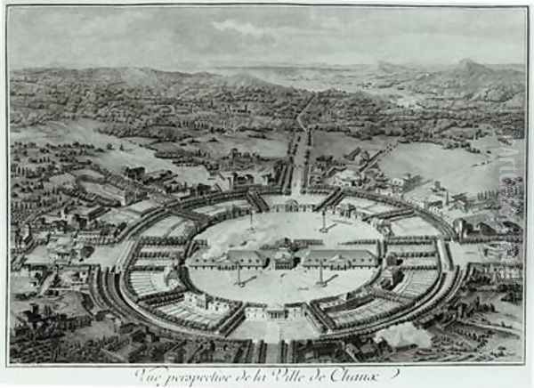 Perspective View of the Town of Chaux Oil Painting by Claude Nicolas Ledoux