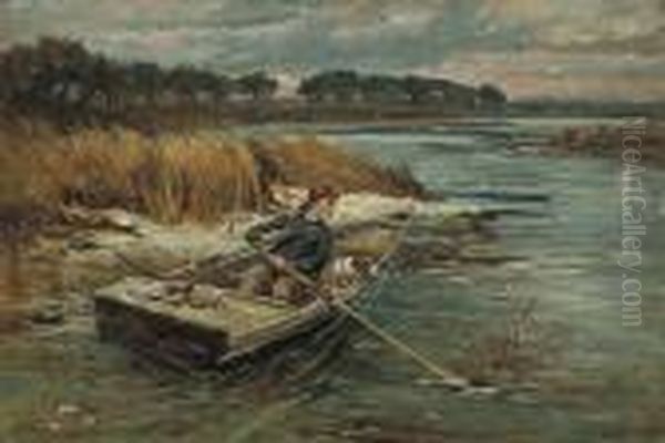 A Day On The River Oil Painting by John Emms