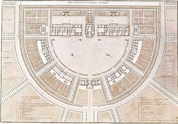 General plan of the salt works in the ideal city of Chaux Oil Painting by Claude Nicolas Ledoux