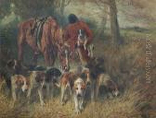 Huntsman And Hounds Oil Painting by John Emms