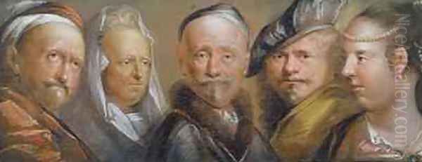 Studies of Five Heads after Rembrandt Oil Painting by Edward Lutterell