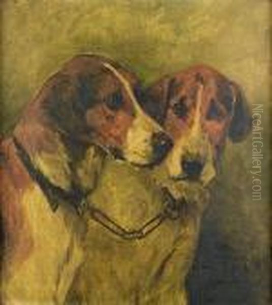 A Couple Of Hounds Oil Painting by John Emms