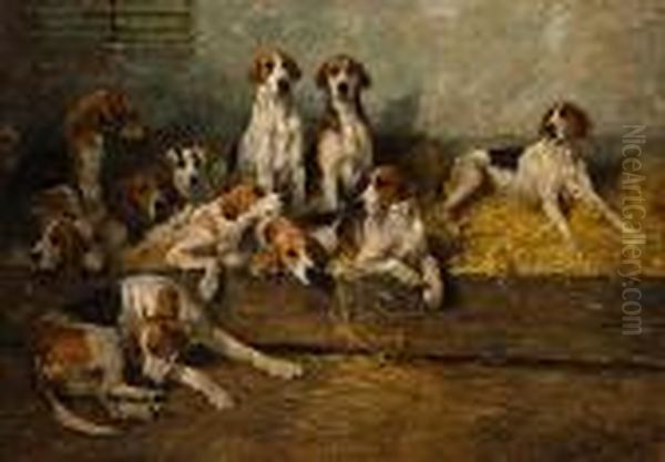 The Bitchpack Of The Meath Foxhounds Oil Painting by John Emms