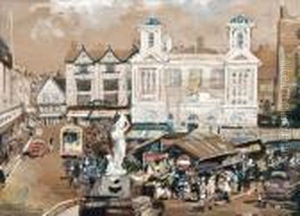 The Market, Kingston Upon Thames Oil Painting by John Emms