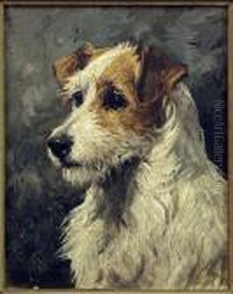 Terrier's Head Oil Painting by John Emms