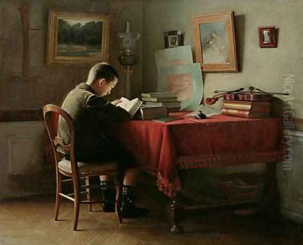 The Studious schoolboy Oil Painting by Guillaume Larrue