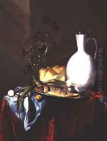 Still life with a white jug Oil Painting by Harmen Loeding