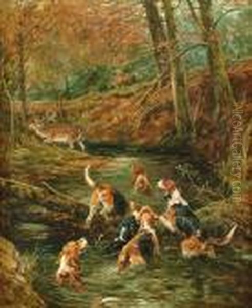 The Stag Hunt Oil Painting by John Emms