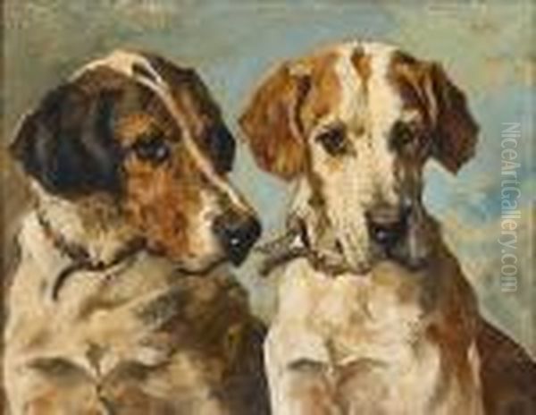 Coupled Foxhounds Oil Painting by John Emms