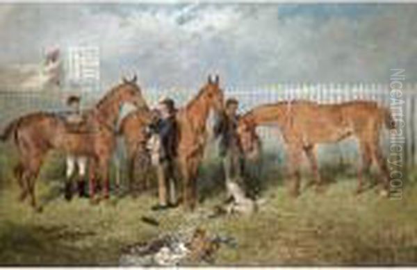 Getting Ready For The Dumfries Hunt Cup Oil Painting by John Emms