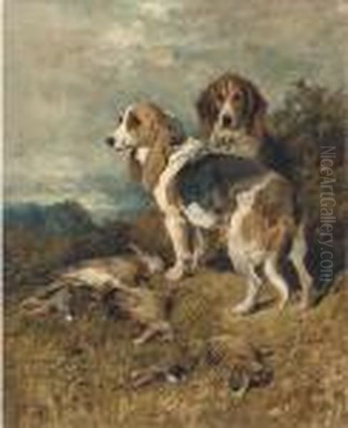 Hounds With The Day's Bag Oil Painting by John Emms