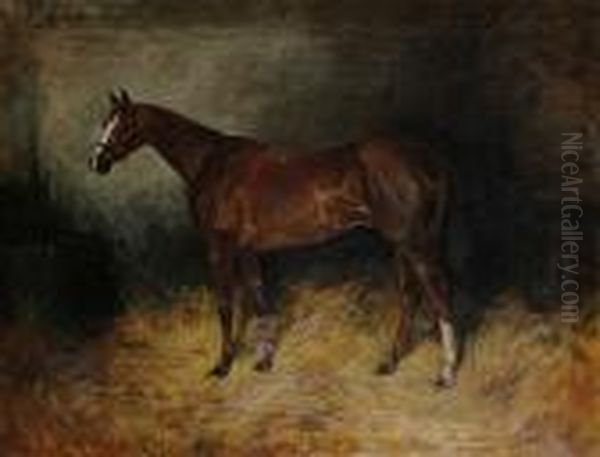 Portrait Of A Horse In A Stable Oil Painting by John Emms