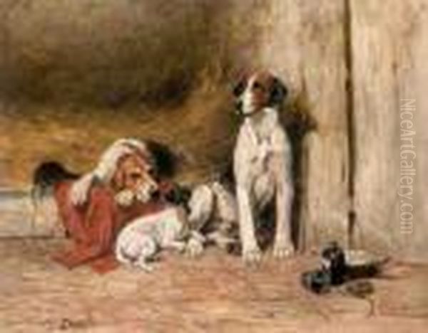 In The Kennel Oil Painting by John Emms