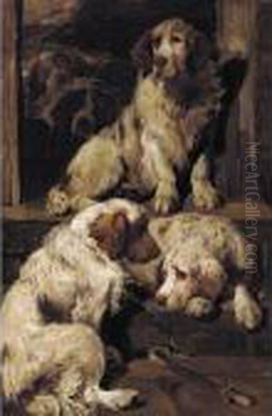 Clumber Spaniels Oil Painting by John Emms