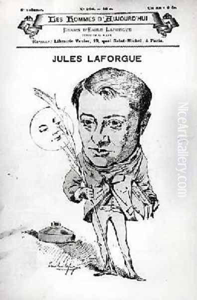 Caricature of Jules Laforgue 1860-1887 Oil Painting by Emile Laforgue