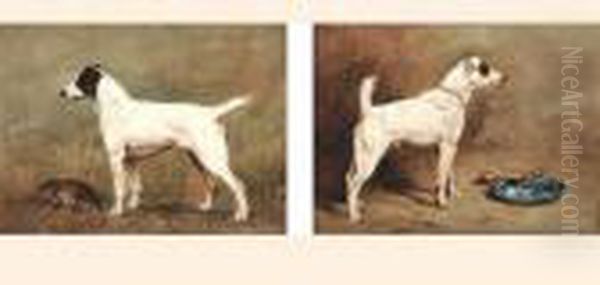 Fox Terriers Oil Painting by John Emms