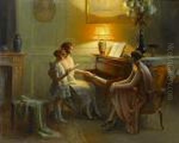 By The Piano Oil Painting by Delphin Enjolras