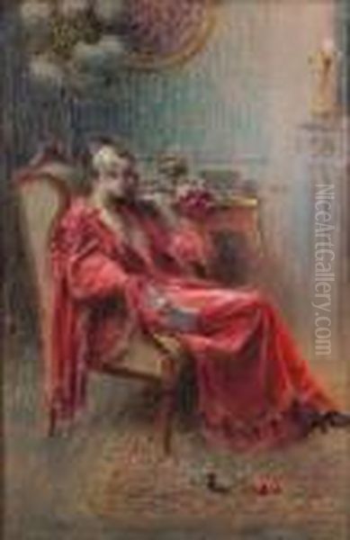 Le Deshabille Rouge Oil Painting by Delphin Enjolras