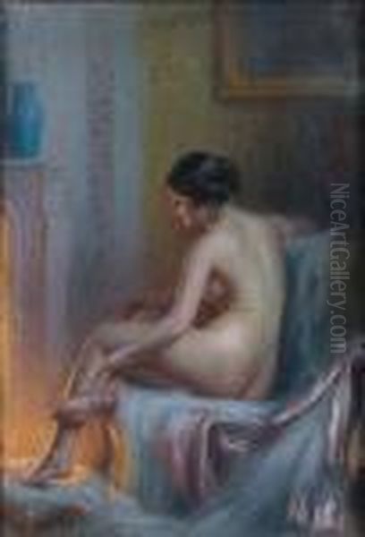 Au Coin Du Feu Oil Painting by Delphin Enjolras