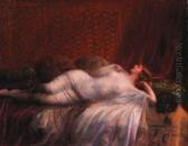 Odalisque Allongee Oil Painting by Delphin Enjolras