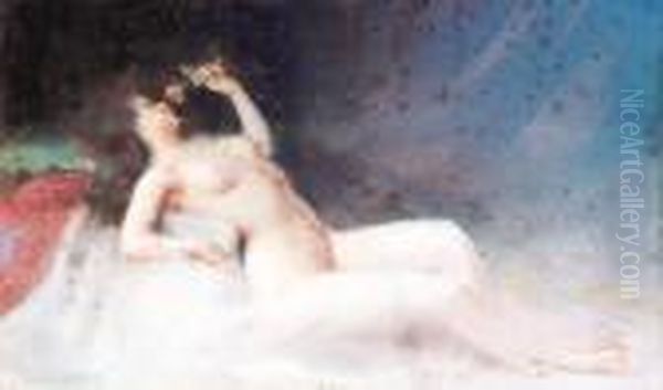  Nu A La Rose  Oil Painting by Delphin Enjolras