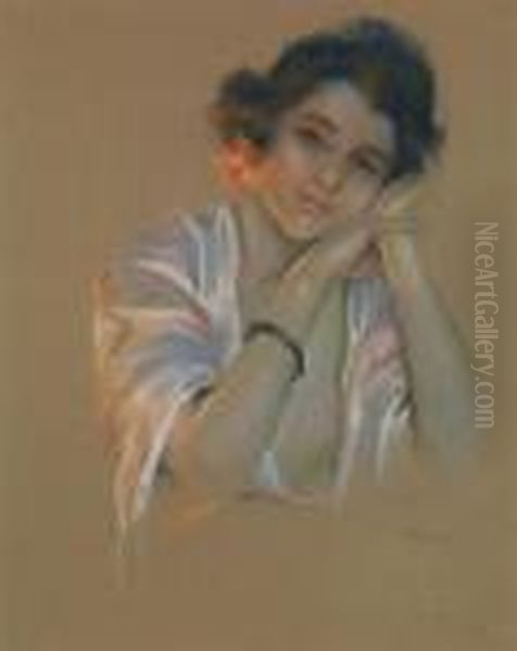 Portrait De Jeune Femme Oil Painting by Delphin Enjolras