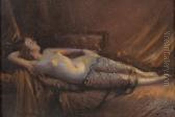 Liegender Weiblicher Akt Oil Painting by Delphin Enjolras