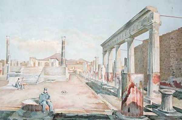 Warden Seated among the Ruins of Pompeii Oil Painting by Vincenzo Loria