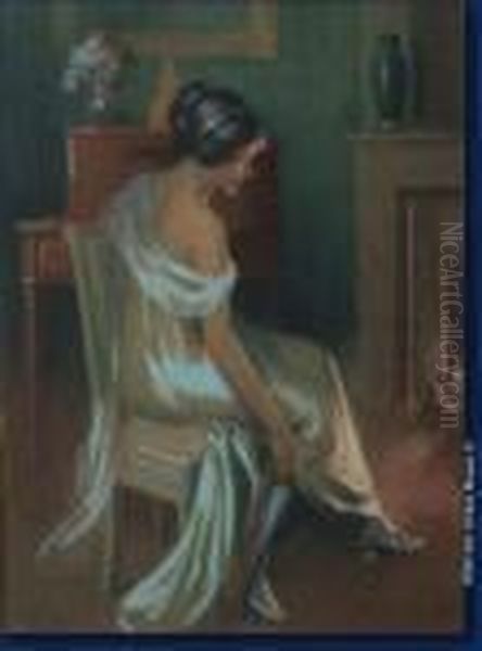 Pres Du Feu Oil Painting by Delphin Enjolras