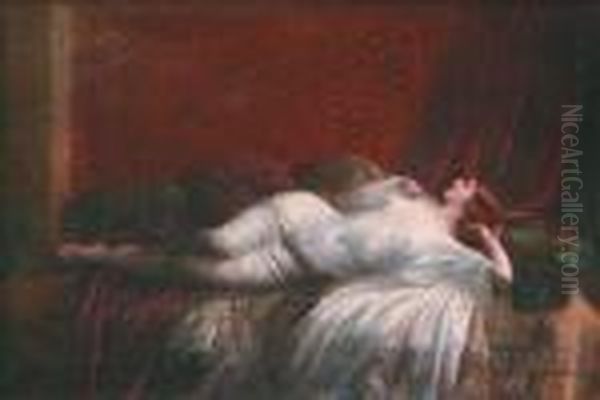 Jeune Femme Alanguie Sur Un Sofa Oil Painting by Delphin Enjolras