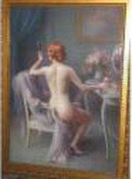 Nu A La Table De Toilette Oil Painting by Delphin Enjolras