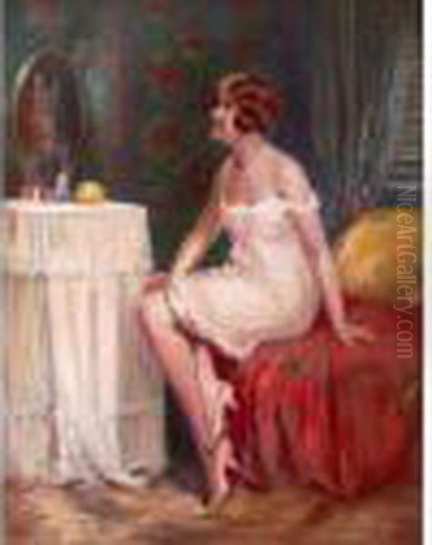 Femme A Sa Toilette Oil Painting by Delphin Enjolras