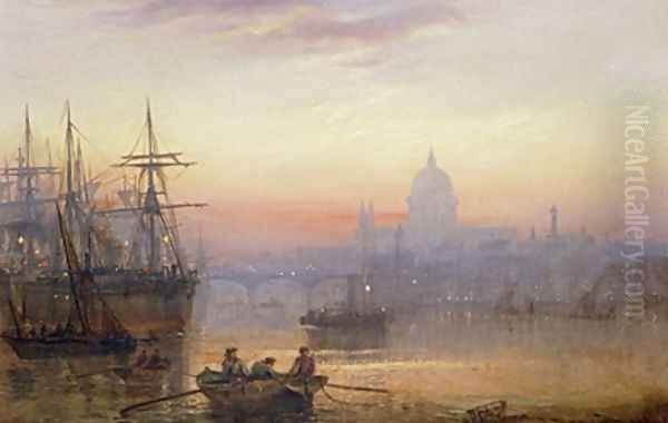 The Pool of London at Sundown Oil Painting by Charles John de Lacy