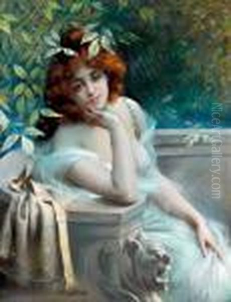 Portrait De Jeune Femme Oil Painting by Delphin Enjolras