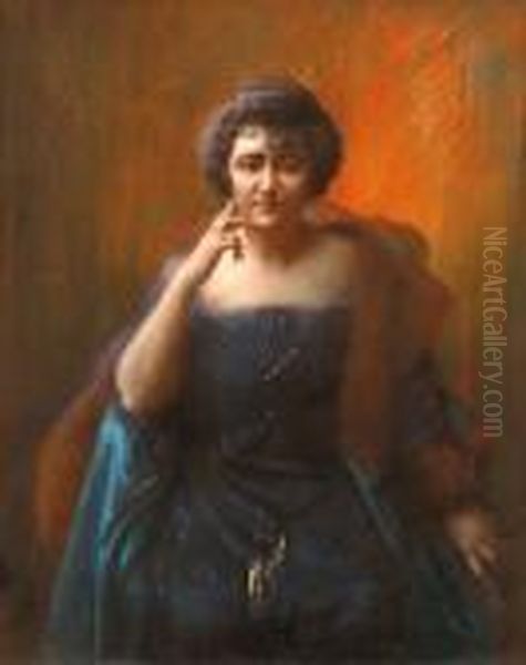 Portrait D'une Elegante Oil Painting by Delphin Enjolras