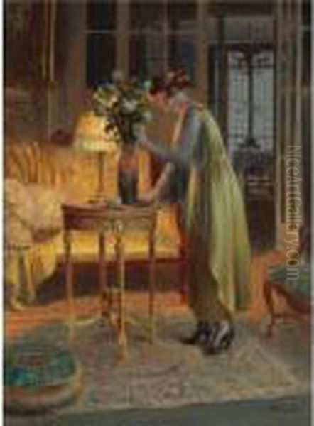 Arrangeant Les Fleurs Oil Painting by Delphin Enjolras