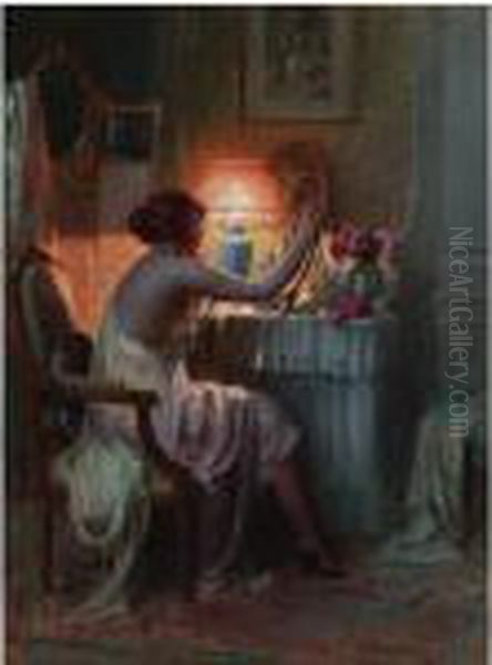 Au Boudoir Oil Painting by Delphin Enjolras