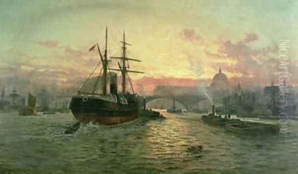 London Bridge Oil Painting by Charles John de Lacy