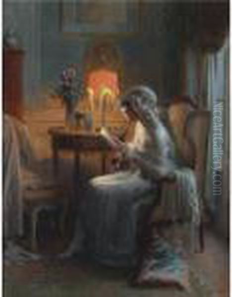 Reading A Letter Oil Painting by Delphin Enjolras