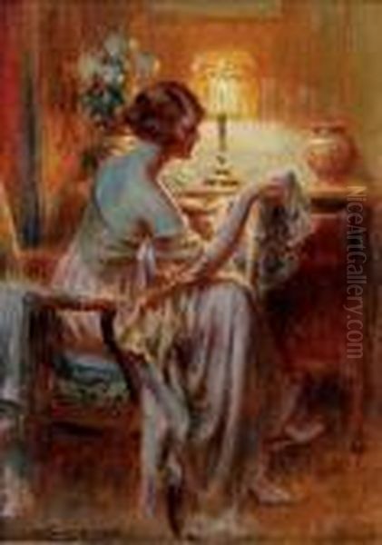 Femme Assise Oil Painting by Delphin Enjolras