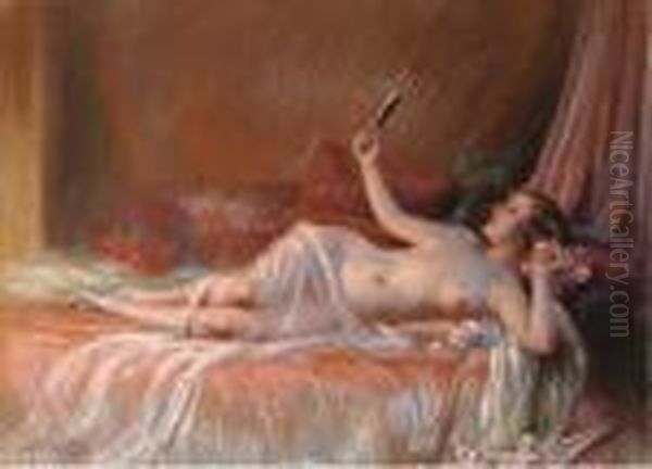 Femme Nue Alongee Oil Painting by Delphin Enjolras