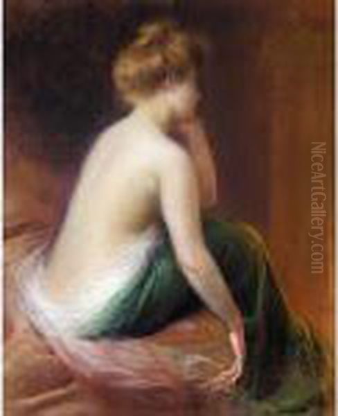 Femme Assise Au Lit Oil Painting by Delphin Enjolras