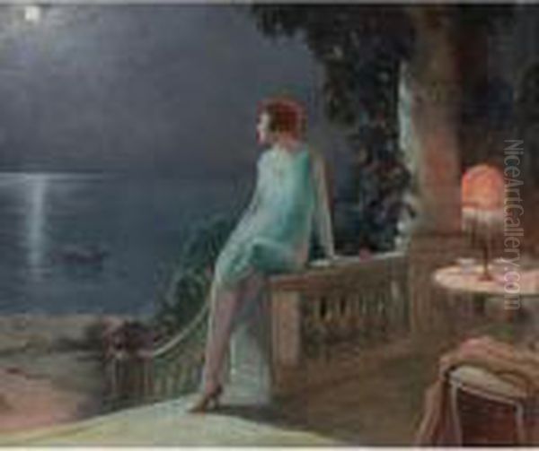 Terrace Oil Painting by Delphin Enjolras