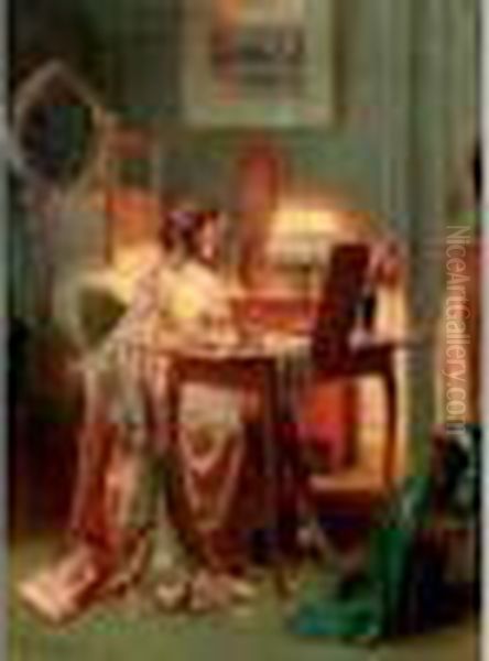 Femme A Sa Toilette Oil Painting by Delphin Enjolras