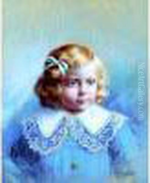 Jeune Enfant Au Ruban Oil Painting by Delphin Enjolras