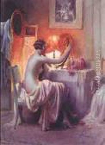 Femme Dans Son Boudoir Oil Painting by Delphin Enjolras